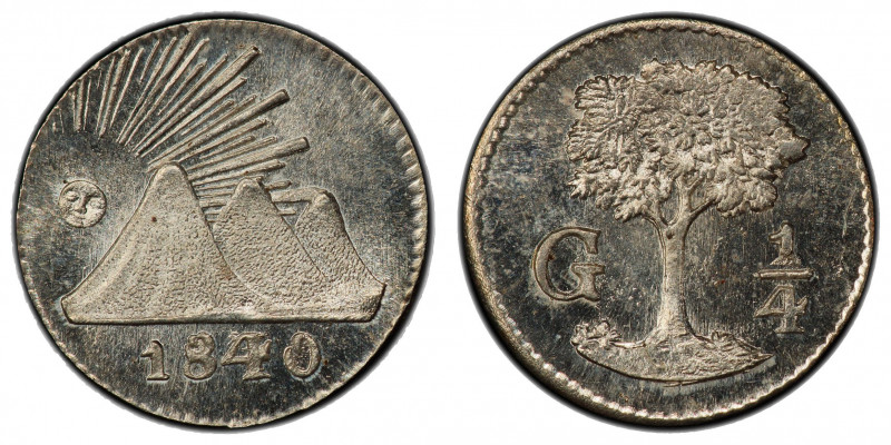 CENTRAL AMERICAN REPUBLIC: AR ¼ real, 1840/30, KM-1, a fantastic quality example...