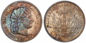 HAITI: Republic, AR 5 gourdes, 1887, KM-46, a lovely toned example! PCGS graded AU58, ex Joe Sedillot Collection.
Estimate: $125-175