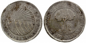 HONDURAS: AR 2 reales (7.48g), Tegucigalpa, 1831-T, KM-9.3, assayer F, nice even strike with minimal weakness, EF to About Unc.
Estimate: $140-200
