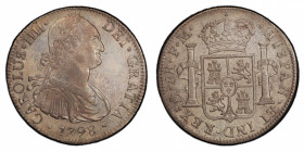 MEXICO: Carlos IV, 1788-1808, AR 8 reales, 1798, KM-109, Calico-961, assayer FM, PCGS graded AU55.
Estimate: $125-145