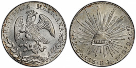 MEXICO: Republic, AR 8 reales, 1883-Go, KM-377.8, assayer BR, an attractive lustrous example, PCGS graded MS61.
Estimate: $100-150