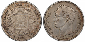 VENEZUELA: Republic, AR 20 centavos, 1874-A, Y-14, cleaned, PCGS graded EF details.
Estimate: $100-200