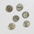 BACTRIA: LOT of 6 AR drachms, all with Athena & eagle with grape bunch (Bop-2A, ca. 305-294 BC); F to VF conditions, all with some degree of cleaning;...