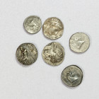 SELEUKID KINGDOM: Antiochos I Soter, 281-261 BC, LOT of 6 silver coins, including 5 drachms (3 horsehead-type & 2 Apollo-type) and 1 hemidrachm (horse...