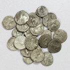 SELEUKID KINGDOM: LOT of 22 silver coins, all Antiochos I and Apollo-on-omphalos type, including 17 drachms and 5 hemidrachms, VG to VF, most examples...