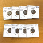THRACE: Apollonia Pontika, LOT of 8 silver coins, including 5 gorgoneion-type light drachms, a drachm and a diobol of the Apollo-type, as well as a mo...
