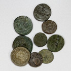 ROMAN EMPIRE: LOT of 9 imperial & provincial bronzes, including Hadrian (Arabia, Petra: Tyche seated left), Diva Faustina I (Rome, AE as), Severus Ale...