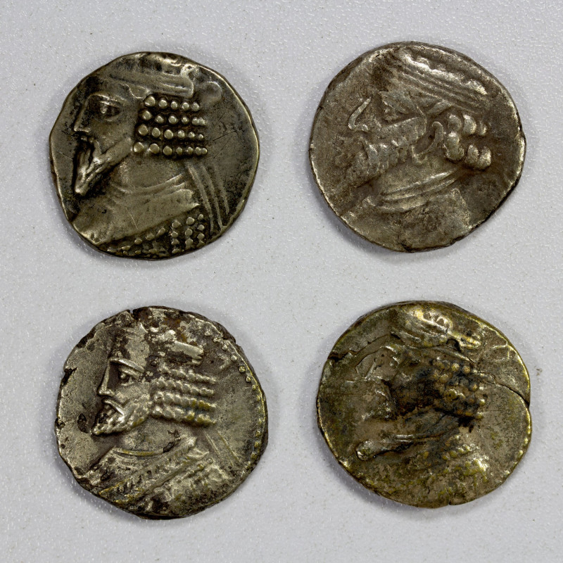 PARTHIAN KINGDOM: LOT of 4 BI tetradrachms, including Artabanos II: dated Holöos...