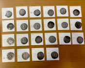 SASANIAN KINGDOM: Khusro I, 531-579, LOT of 22 silver drachms, following mints & dates (in envelopes, identified by the consignor): AM year 26; APL 35...