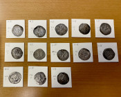 SASANIAN KINGDOM: Hormizd IV, 579-590, LOT of 13 silver drachms, following mints & dates (in envelopes, identified by the consignor): APL year 6; ART ...