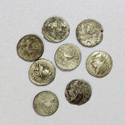 YUEH CHI: Sapadbizes, late 1st century BC, LOT of 8 AR hemidrachms, all Mitchiner-2829/30, including an example with X control mark before the bust; v...