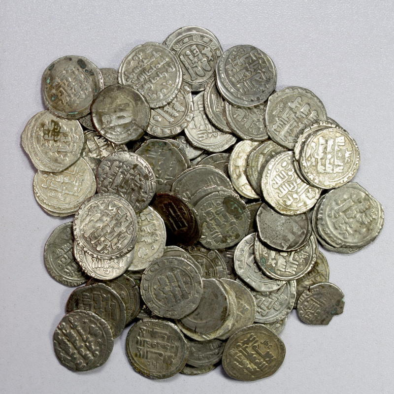 GHAZNAVID: Mahmud, 999-1030, LOT of 73 silver yamini dirhams, including many var...