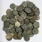 INDO-SCYTHIAN: LOT of 93 billon drachms, king on horseback // Zeus standing; late posthumous heavily debased billon drachms, Mitchiner-2433/34 with th...