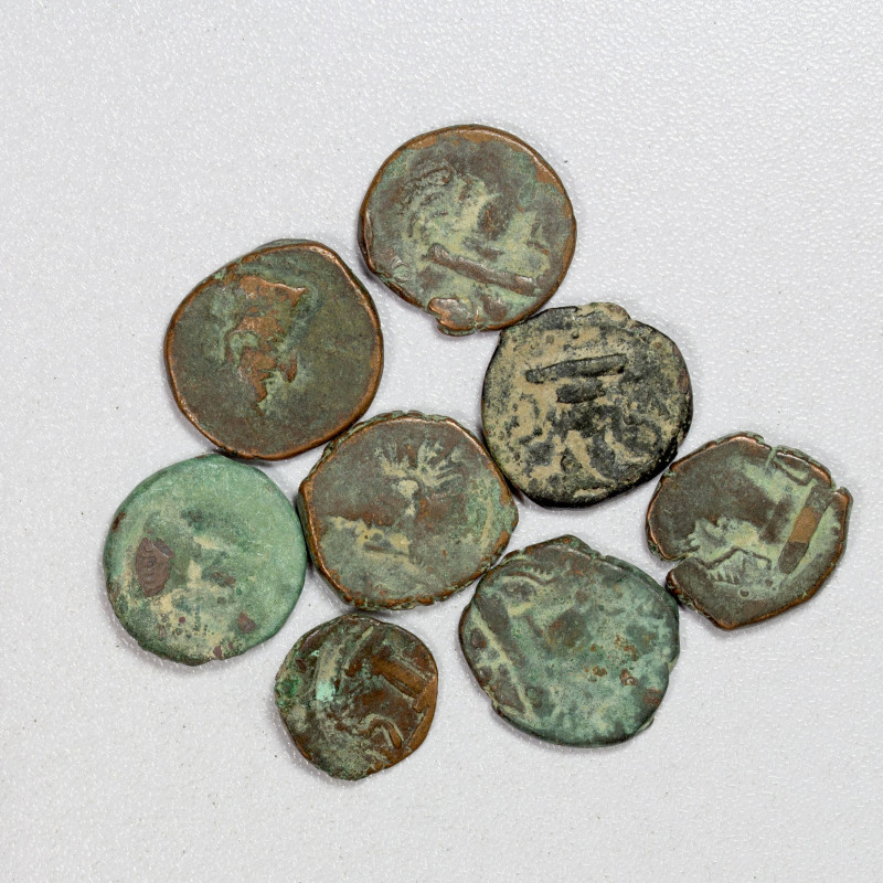 KUSHANO-SASANIAN: Ardashir I, ca. 230-245, LOT of 8 Gandharan coppers, Jongeward...