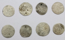 MUGHAL: LOT of 8 silver shahrukhis, including 3 of Babur and 5 of Humayun, all without legible date, and all without mint name except one light shahru...