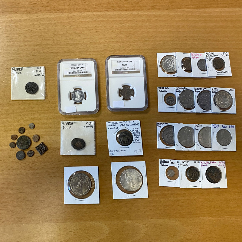 INDIA: LOT of 30 miscellaneous coins, Silver: 13 pieces, including various Briti...