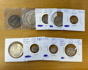 INDIA: LOT of 9 silver coins, including Princely States: Awadh rupee AH1263//1 (KM-365.1), Banswara ½ rupee (KM-22), Cochin puttun (KM-5), Cooch Behar...