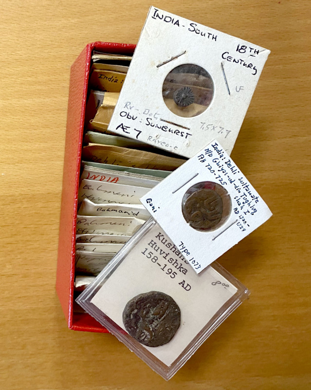 INDIA: LOT of 28 coins, copper unless noted, including Kushan, Tokharistan (silv...