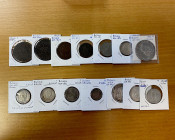 BOLIVIA & BRAZIL: LOT of 14 coins, including Bolivia: 2 soles: 1862/1-FP; 8 soles: 1862-FP; ¼ melgarejo: 1865; ½ melgarejo: 1865 KM-145.1; 5 centavos:...