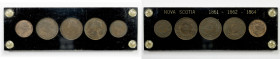 NOVA SCOTIA: 5-piece SET of Nova Scotia coinage, with 1861 ½ cent, 1861 large rosebud large cent, 1862 large cent (better date), 1864 large cent, and ...