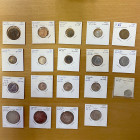 CANADA: LOT of 19 coins, including large cents (1 pc), small cents (1), 5 cent silvers (5), 5 cents modern (4), 10 cents (4), 25 cents (1), and 50 cen...