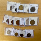 MEXICO: LOT of 15 coins, including Campeche (1 pc), Catorce (1), Chiconcuautla (1, Puebla), Chihuahua (2), Colima (1), Durango (2), Guanajuato (1, Rep...