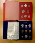WORLDWIDE: LOT of 2 albums, issued by the Food and Agriculture Organization (FAO) of the United Nations, containing 102 uncirculated coins and one ban...
