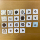 WORLDWIDE: LOT of 22 coins, including Monaco: decime (2 pcs); Morocco: ½ dirham (1), franc (1), and 10 francs (1); and Netherlands: 10 stuivers (1, Ho...
