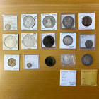 WORLDWIDE: LOT of 15 coins, including Belgium: 1898 50 centimes KM-26, 1876 5 francs, 1988 5 ecu, and 1853 large date 10 centimes Marriage of Duke and...