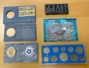 WORLDWIDE: LOT of 3 sets and a medal, including Great Britain 1953 mint set in original holder, Israel 1963 set in old holder, USA bronze medal, and S...