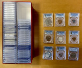 WORLDWIDE: LOT of 64 coins, all encapsulated by PCGS (except a few of NGC as noted); all uncirculated, and a few proof as noted, some silver: Banglade...