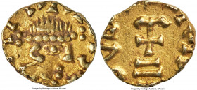Merovingian. Anonymous gold Tremissis ND (c. AD 580-670) Good XF, Amiens or Chartres mint?, cf. Belfort-140 and 1434. 11mm. 1.20gm. Imperial-style dia...