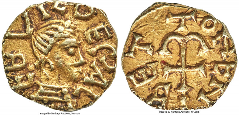 Merovingian. Anonymous gold Tremissis ND (c. AD 580-670) Good XF, Bordeaux mint,...
