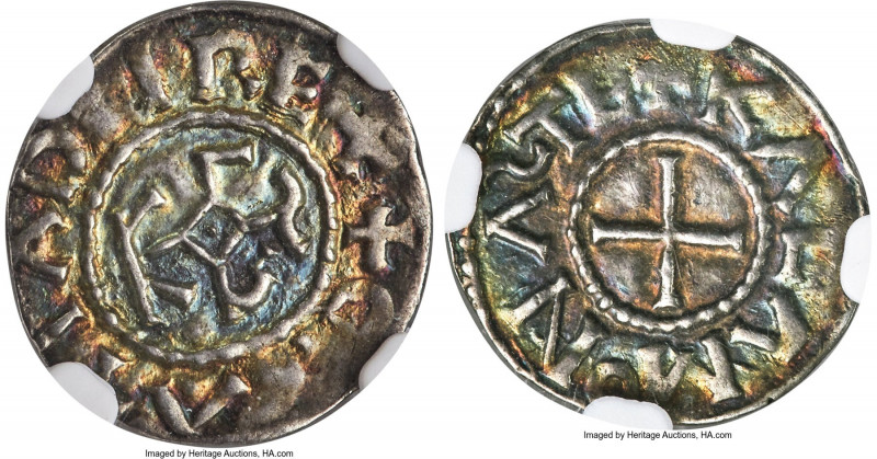 Carolingian. Charles the Bald (840-877) Obol ND (864-877) MS63 S NGC, Chelles mi...