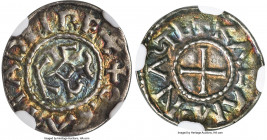 Carolingian. Charles the Bald (840-877) Obol ND (864-877) MS63 S NGC, Chelles mint, Class 2, MEC I-Unl., MG-858, Dep-314 var. (legends; 9 examples stu...