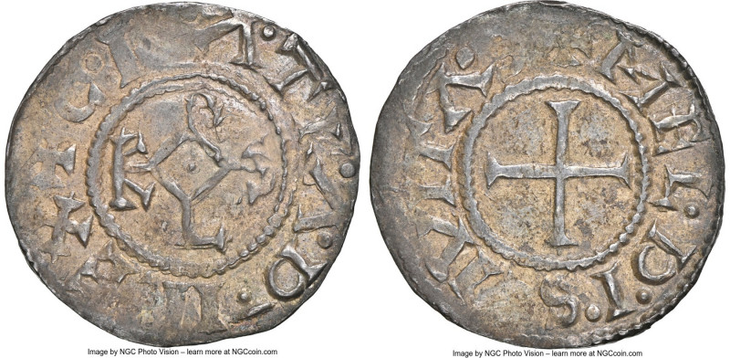 Carolingian. Charles the Bald (840-877) Denier ND (864-877) MS62 NGC, Meaux mint...