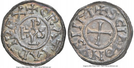 Carolingian. Charles the Bald (840-877) Denier ND (864-877) AU58 NGC, Saint Denis mint, Class 2, MEC I-897, MG-843, Dep-896, Nou-199C. 1.73gm. +CRΛTIΛ...