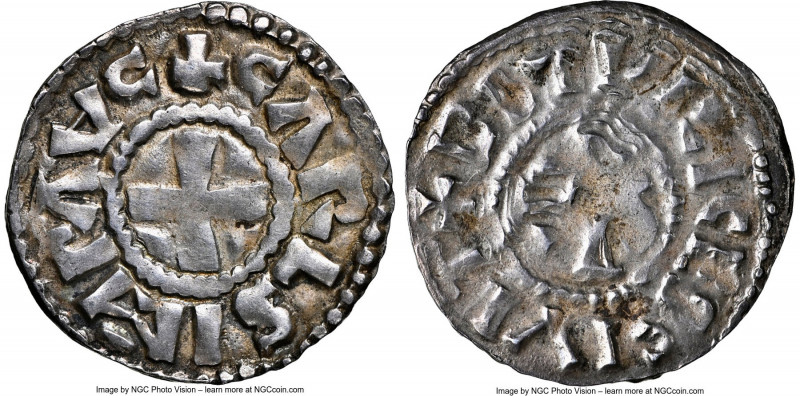 Carolingian. Charles the Fat or Charles the Simple (881-923) Denier ND (884-923)...