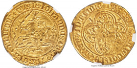 Brittany. Jean V (1399-1442) gold Florin d'Or au chevalier ND (1420-1423) MS62 NGC, Nantes mint, Fr-94, Dup-264, Boudeau-Unl., PdA-657 var. (under Jea...