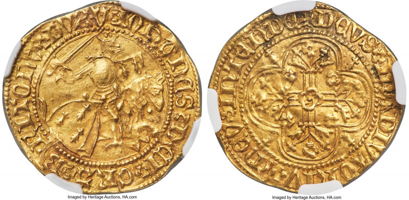 Brittany. Jean V (1399-1442) gold Florin d'Or au chevalier ND (1420-1423) MS62 N...
