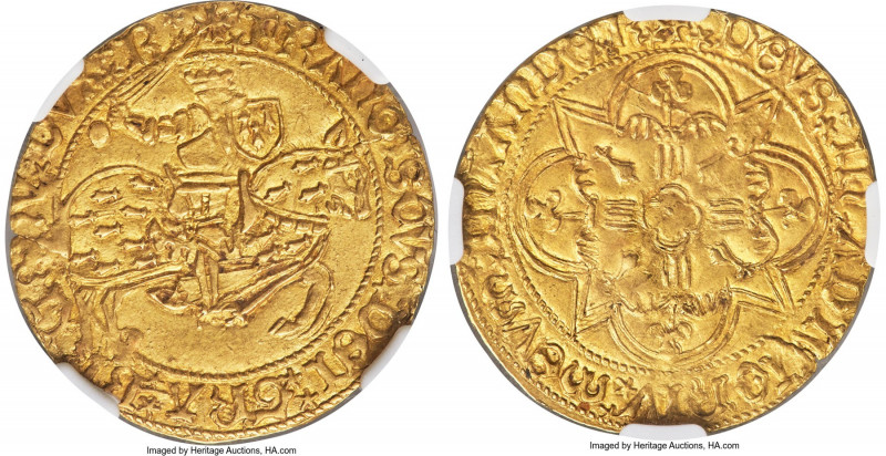 Brittany. François I gold Ecu d'Or au chevalier ND (1442-1450) MS64 NGC, Rennes ...
