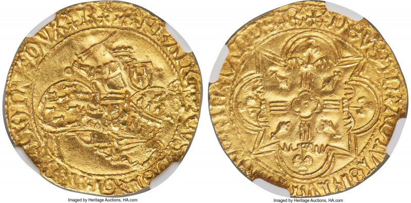 Brittany. François I gold Ecu d'or au chevalier ND (1442-1450) MS61 NGC, Rennes ...