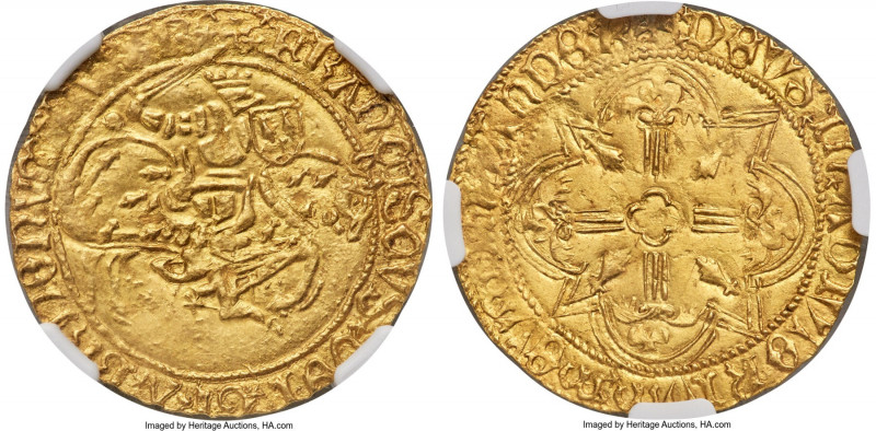 Brittany. François I gold Ecu d'Or au chevalier ND (1442-1450) UNC Details (Reve...