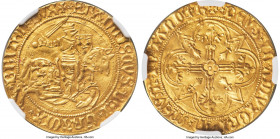 Brittany. François II gold Ecu d'Or au chevalier ND (1458-1488) AU Details (Cleaned) NGC, Rennes mint, Fr-96, PdA-1312 var. (with stop between In and ...
