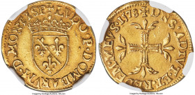 Dombes. Louis II de Bourbon-Montpensier (1560-1582) gold Ecu d'Or (1/2 Pistole) 1578 AU Details (Cleaned) NGC, Trévoux mint, Fr-122, PdA-5109, Boudeau...