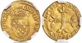 Dombes. Louis II de Bourbon-Montpensier (1560-1582) gold Ecu d'Or (1/2 Pistole) 1578 AU Details (Cleaned) NGC, Trévoux mint, PdA-5108, Boudeau-Unl., D...