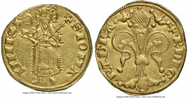 Orange. Raymond V gold Florin d'Or ND (1340-1393) AU55 NGC, Fr-189 (listed under Raymond III and Raymond IV), Dup-2072. 3.44gm. + R • DI • G | P • AuR...