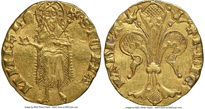 Orange. Raymond V gold Florin d'Or ND (1340-1393) AU Details (Bent) NGC, Fr-189 ...