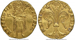 Orange. Raymond V gold Florin d'Or ND (1340-1393) AU Details (Bent) NGC, Fr-189 (listed under Raymond III and Raymond IV), Dup-2072. 3.48gm. (cornet) ...
