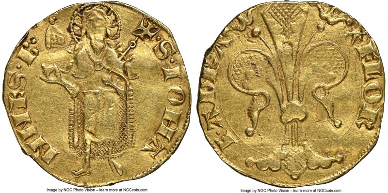 Orange. Raymond V gold Florin d'Or ND (1340-1393) XF Details (Removed From Jewel...